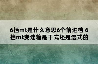 6挡mt是什么意思6个前进档 6挡mt变速箱是干式还是湿式的